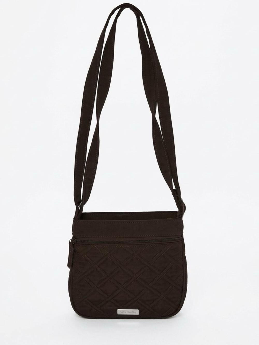 Vera Bradley Espresso Brown Quilted Microfiber Hipster Crossbody Bag